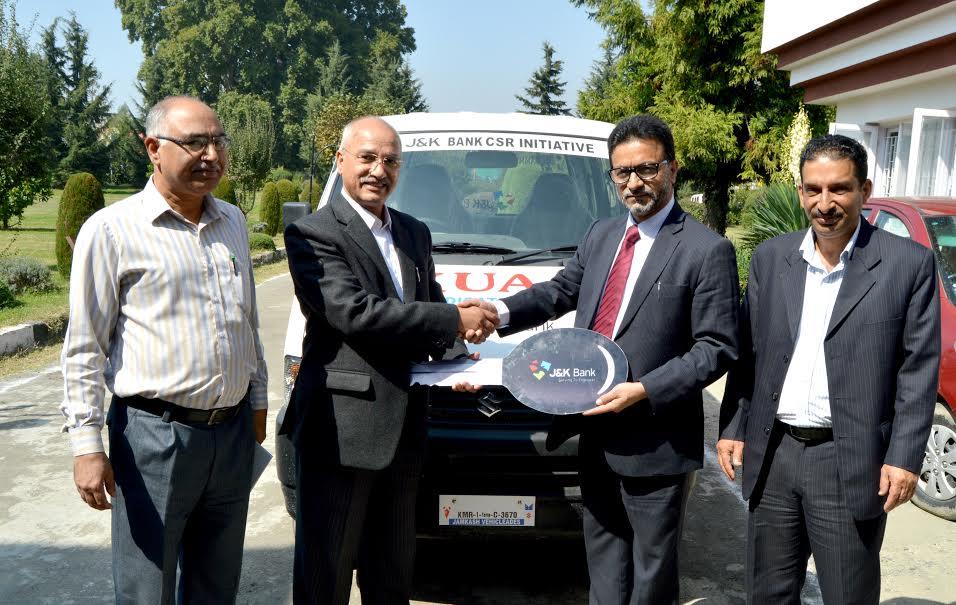 J&K Bank donates ambulance, commissions ATM